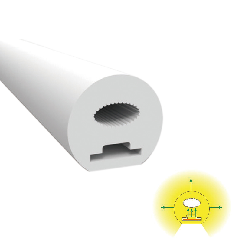 Round Flexible Silicone LED Light Strip Diffuser Channel 270° Round Emitting Φ20mm Round Flexible Silicone LED Light Strip Diffuser Channel 270° Round Emitting Φ20mm